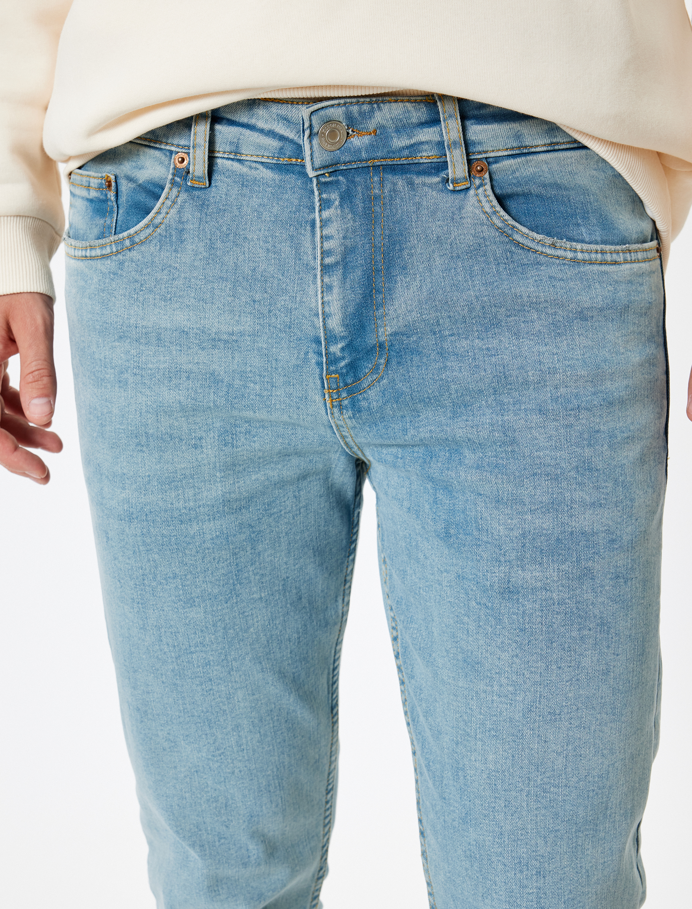   Standart Bel Düğmeli Slim Fit Kot Pantolon - Brad Jean