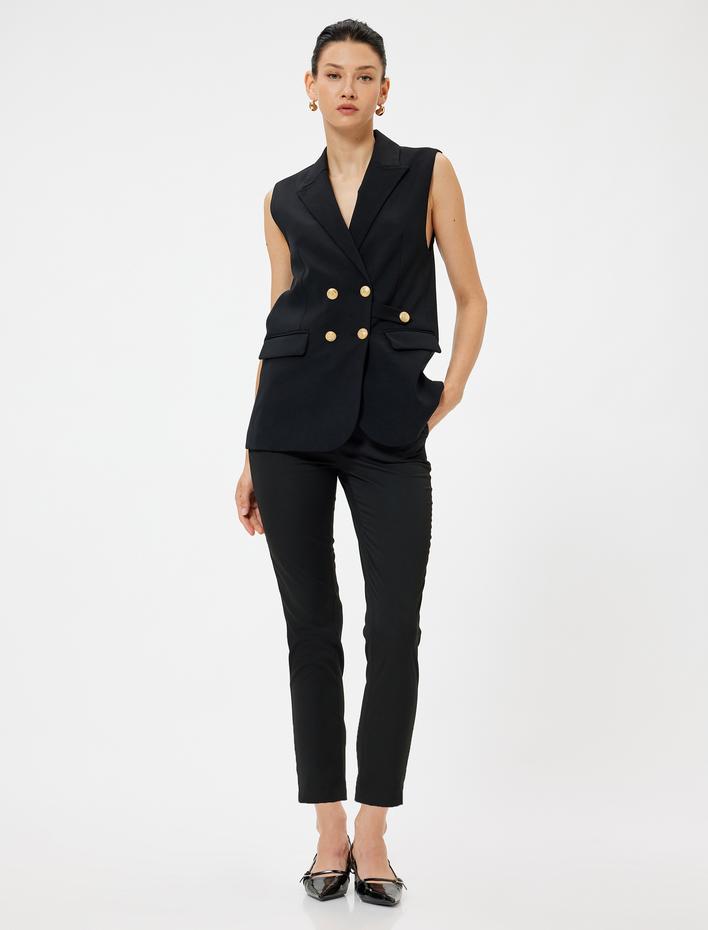  Yüksek Bel Cigarette Pantolon Cepli Slim Fit