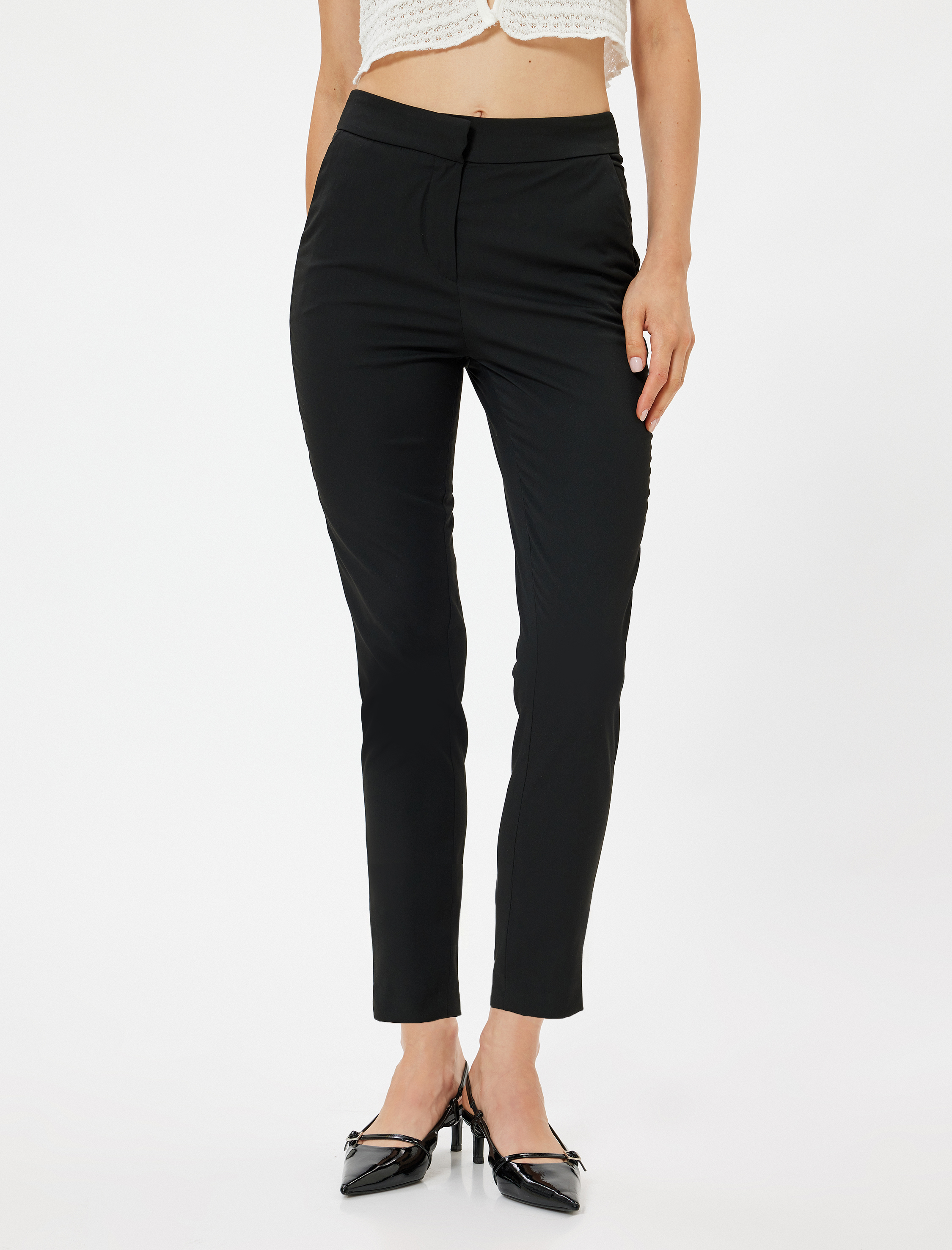   Yüksek Bel Cigarette Pantolon Cepli Slim Fit