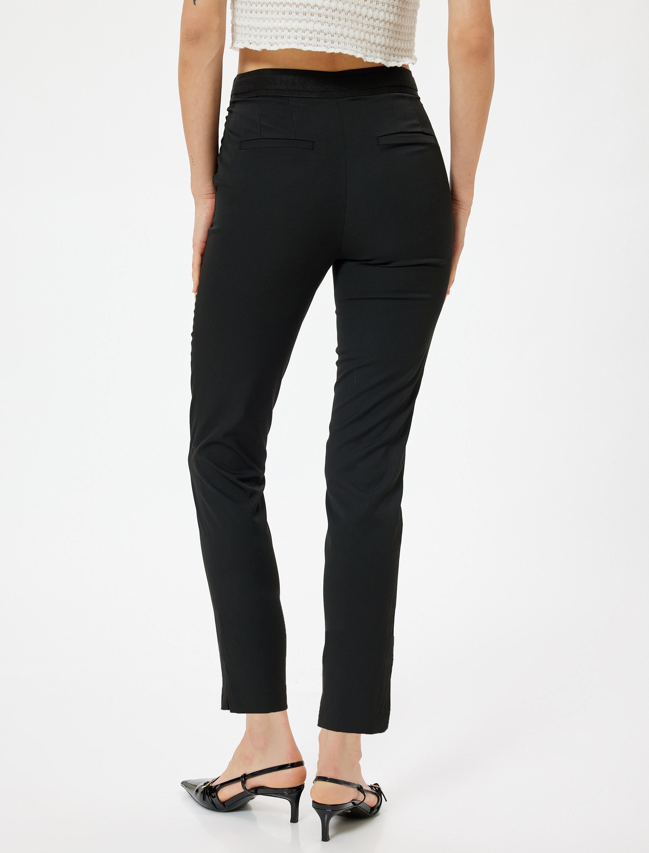   Yüksek Bel Cigarette Pantolon Cepli Slim Fit