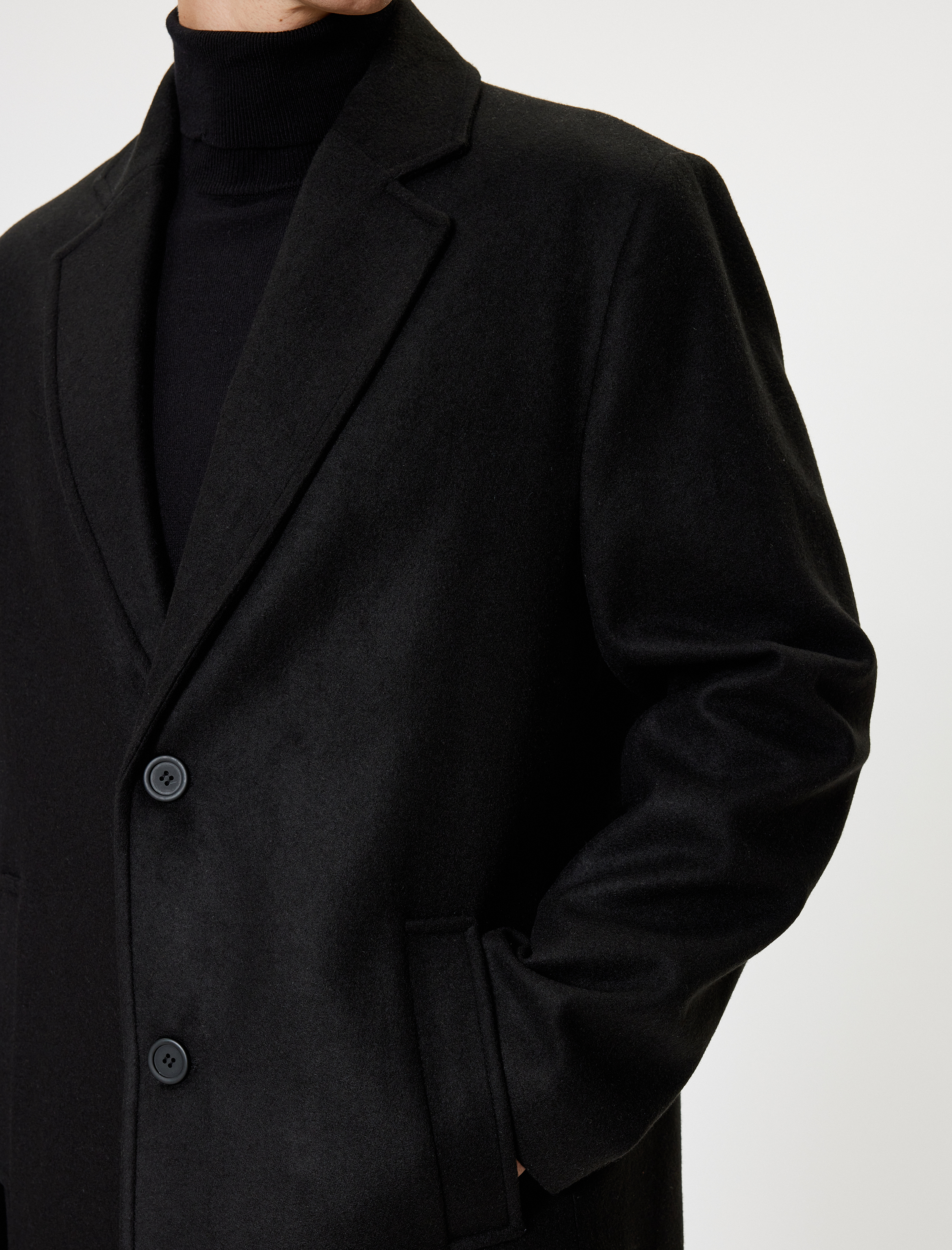   Slim Fit Kaşe Kaban Cep Detaylı