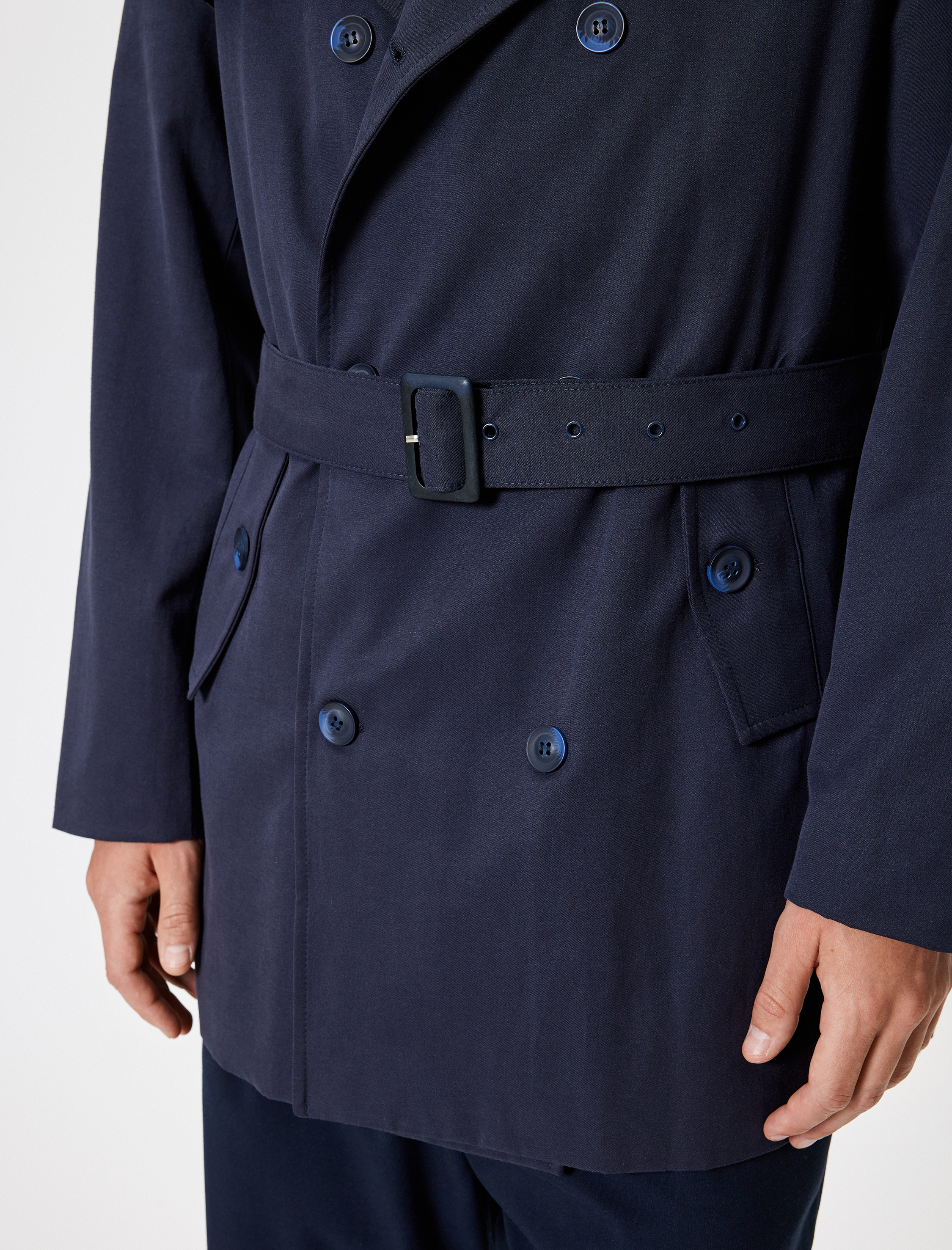   Slim Fit Trençkot Kuşak Detaylı Pamuk Karışımlı