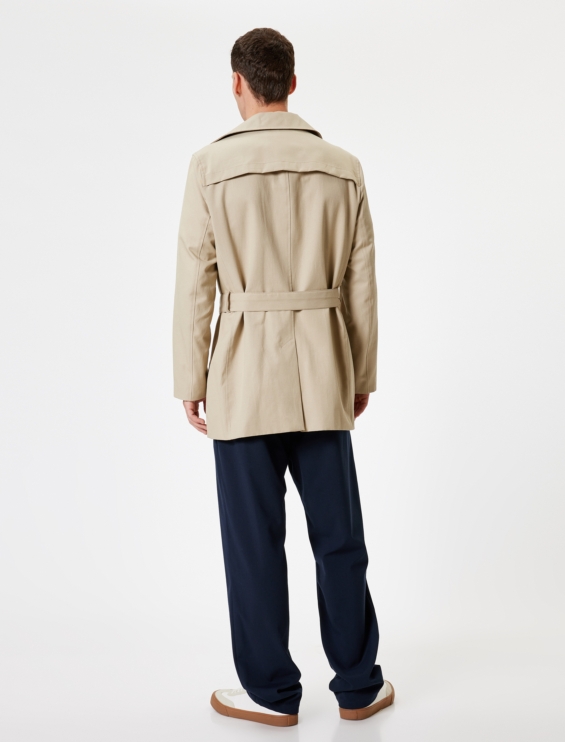   Slim Fit Trençkot Kuşak Detaylı Pamuk Karışımlı