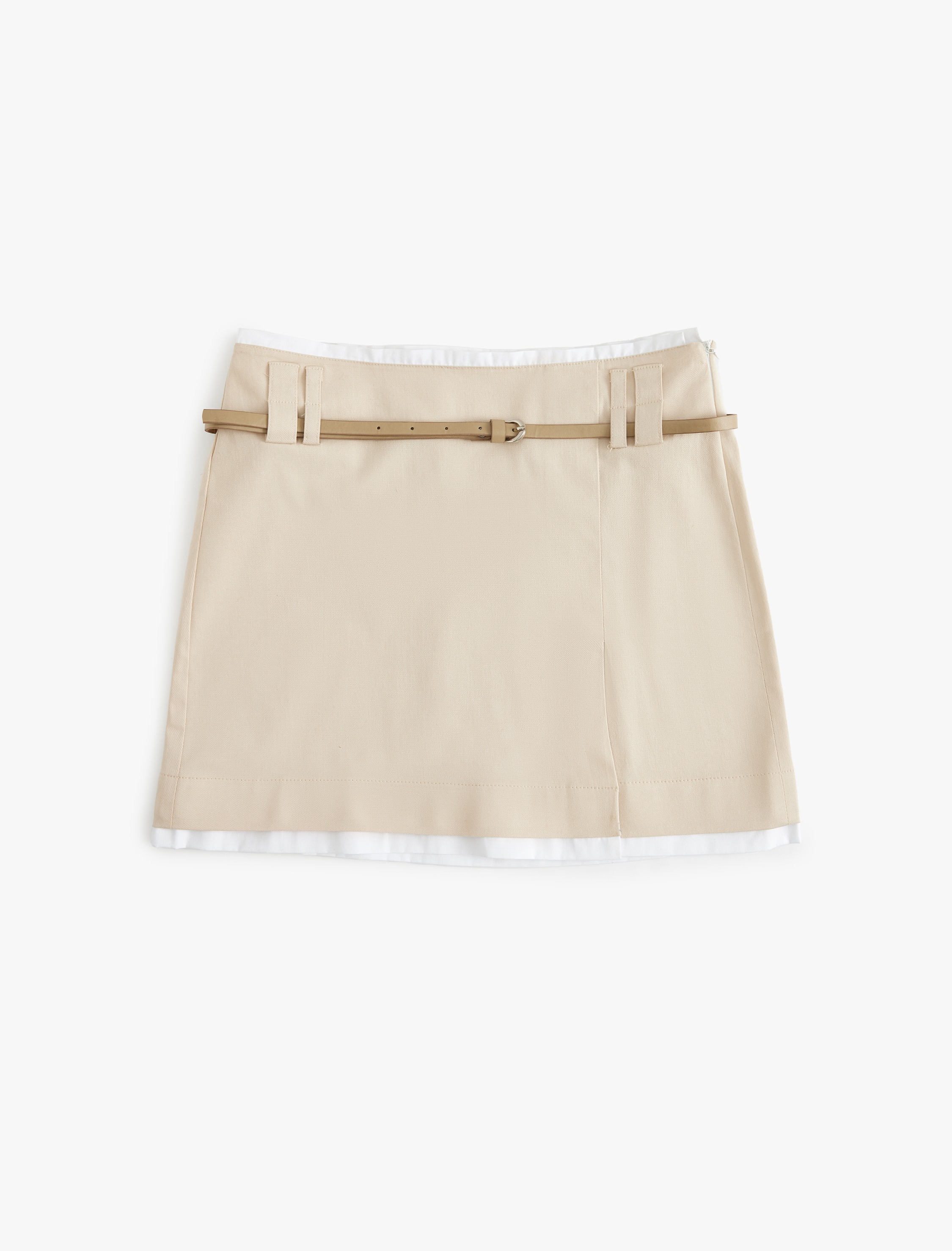   Mini A Kesim Etek Yırtmaç Detaylı Kemerli Slim Fit