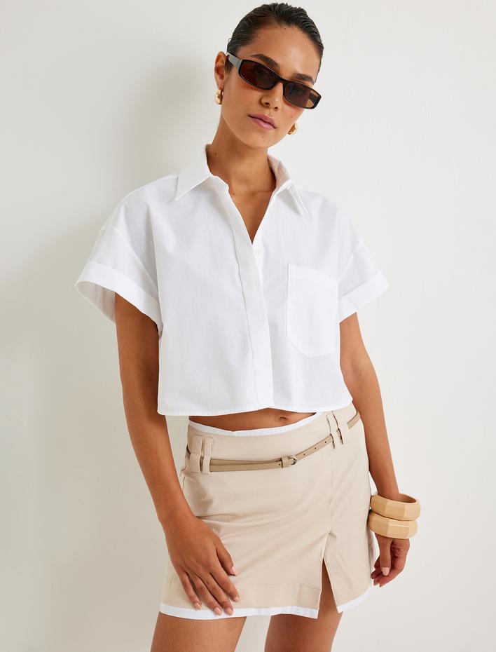  Koton X Sima Tarkan - Mini A Kesim Etek Yırtmaç Detaylı Kemerli Slim Fit