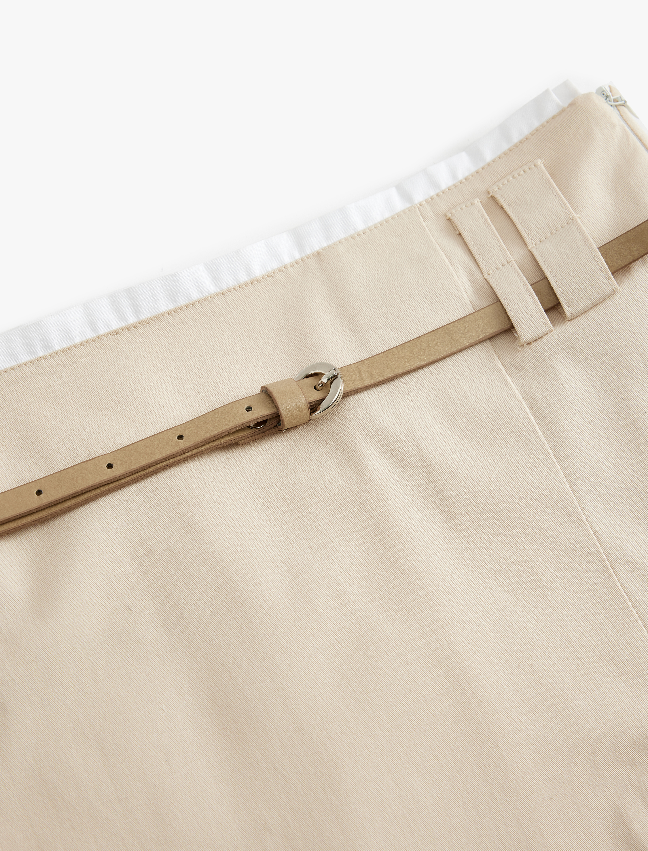   Mini A Kesim Etek Yırtmaç Detaylı Kemerli Slim Fit