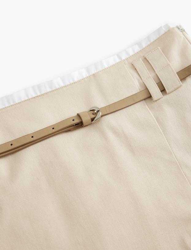 Koton X Sima Tarkan - Mini A Kesim Etek Yırtmaç Detaylı Kemerli Slim Fit_6
