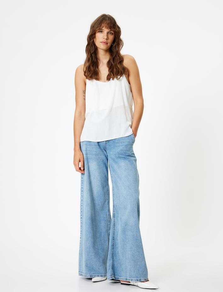  Saten Atlet İnce Askılı Bol Kalıp Aerobin Kumaş