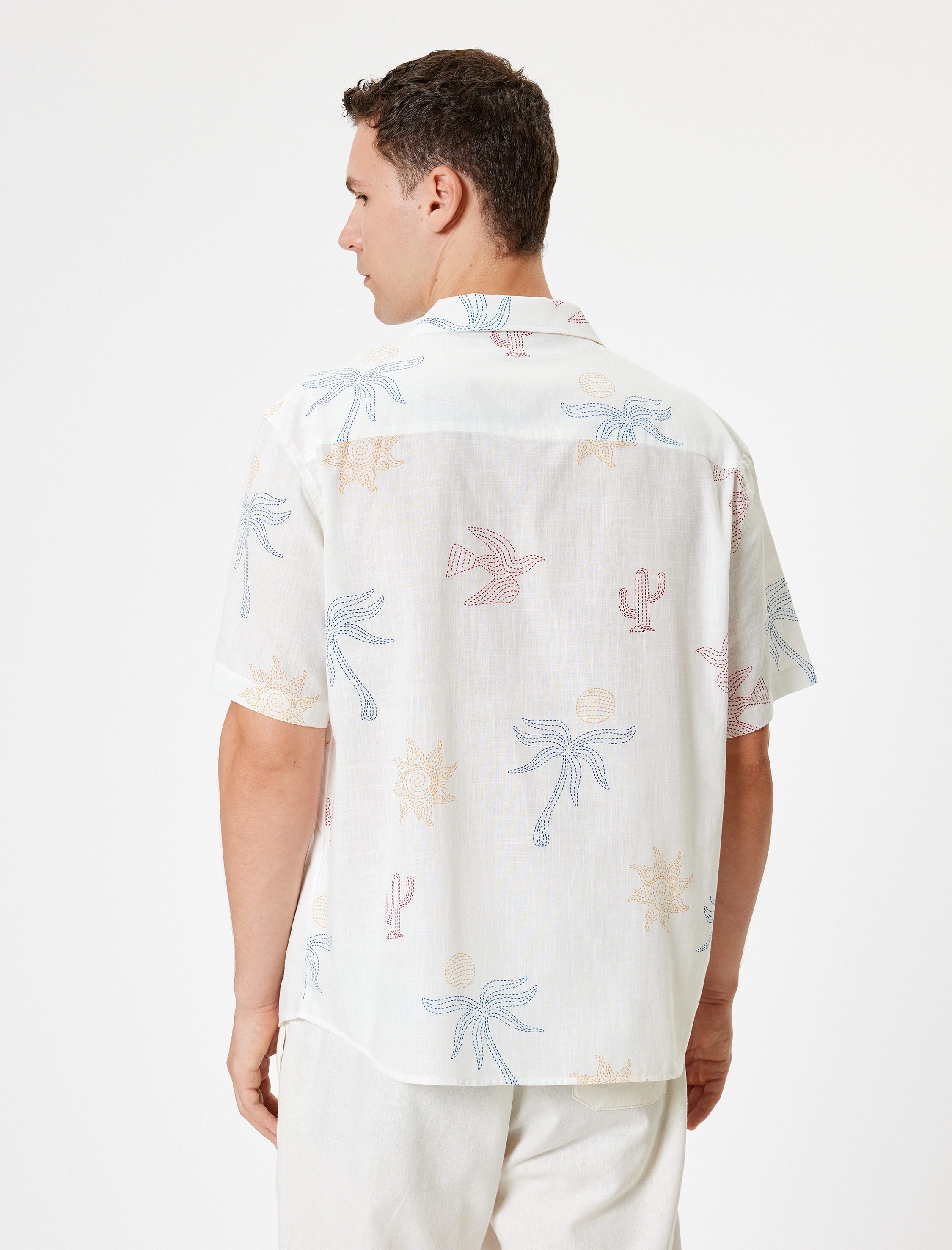   Desenli Gömlek Kısa Kollu Düğmeli Pamuklu Regular Fit