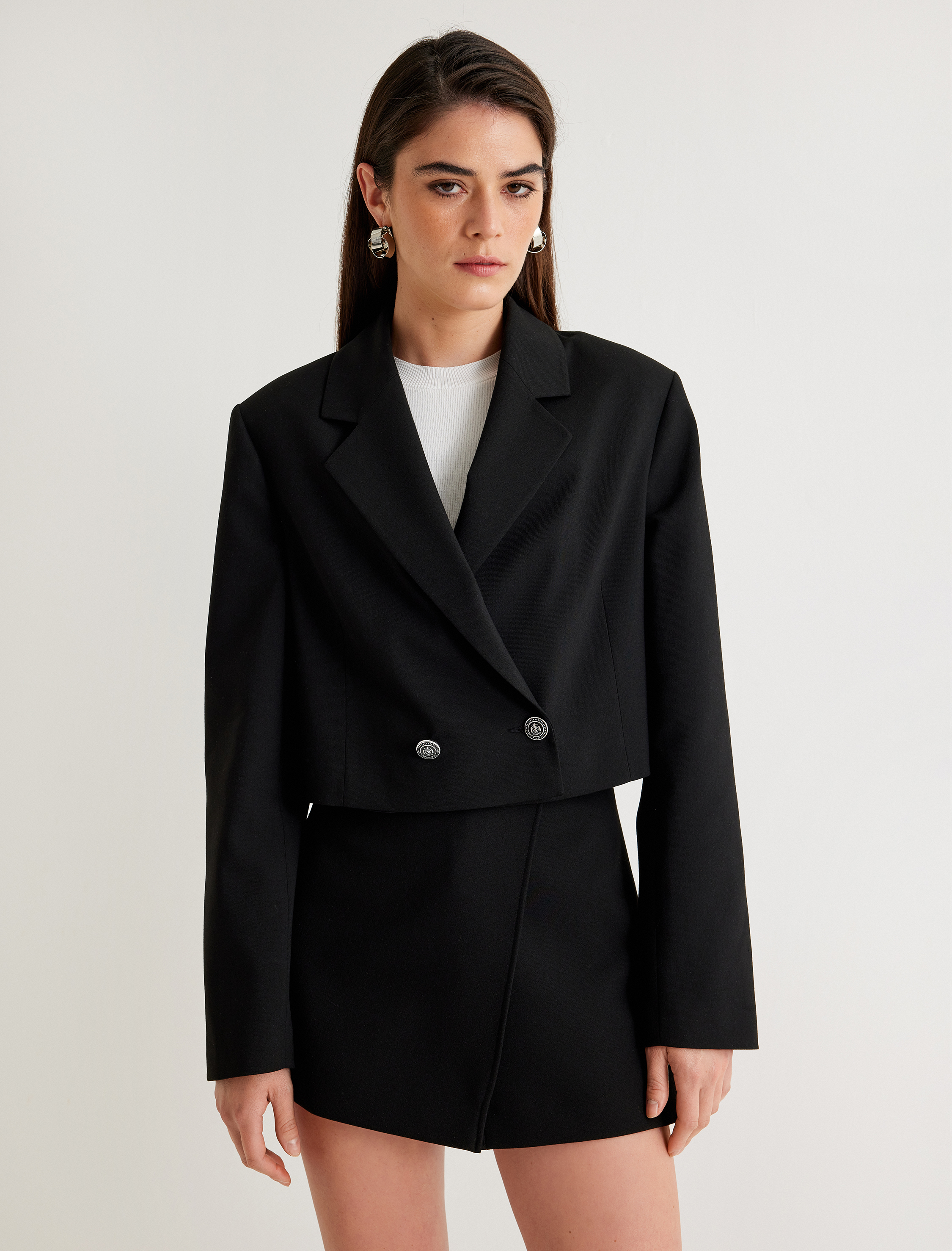 Kruvaze Crop Blazer Ceket