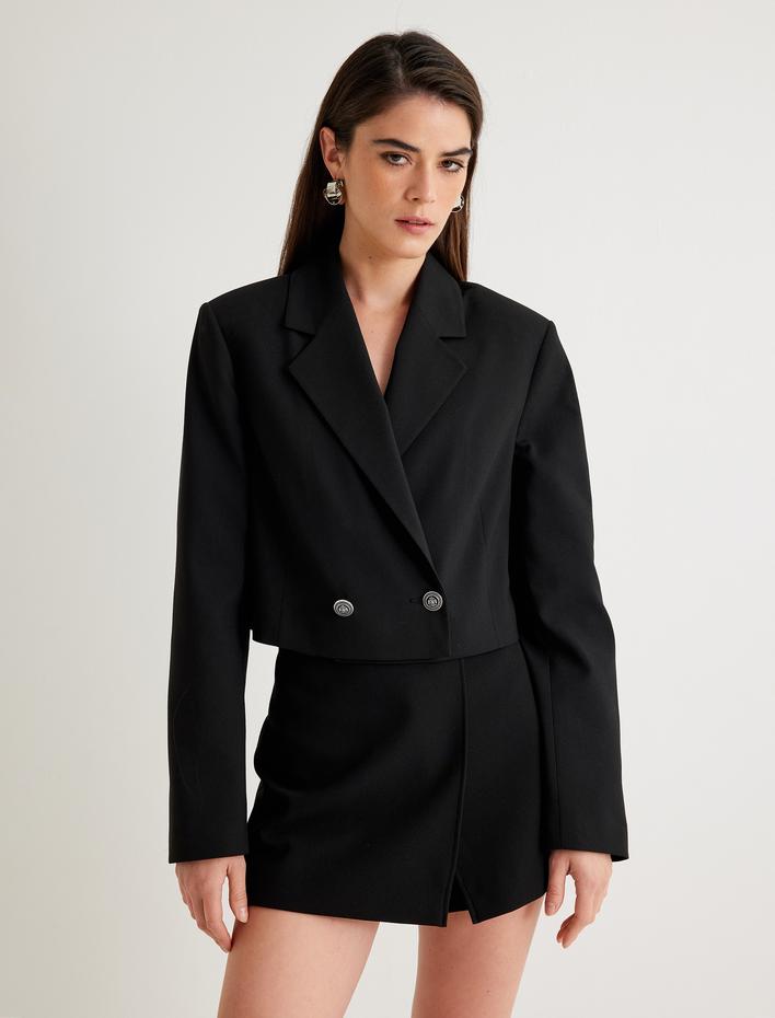  Kruvaze Crop Blazer Ceket