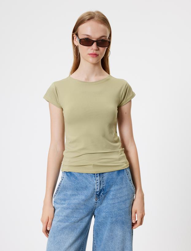 Basic Tişört Bisiklet Yaka Kısa Kap Kol Slim Fit_2