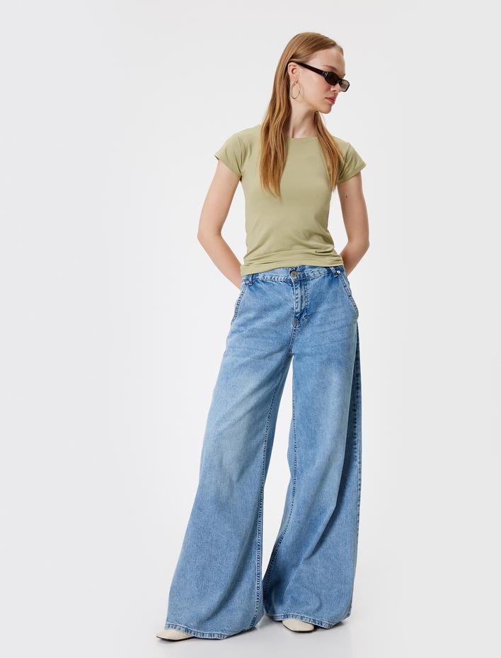  Basic Tişört Bisiklet Yaka Kısa Kap Kol Slim Fit