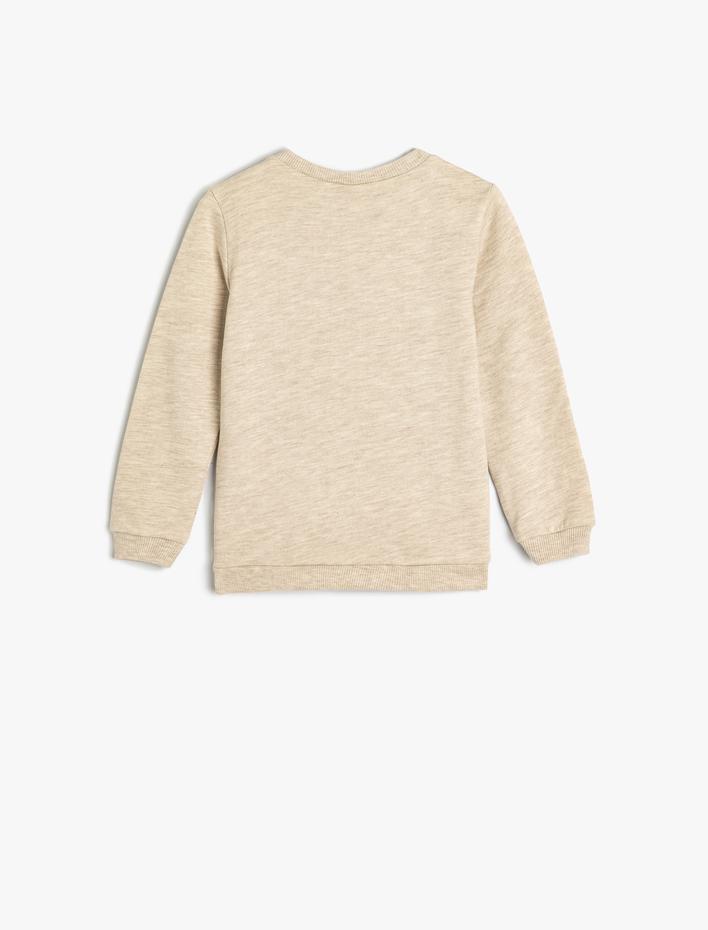 Erkek Bebek Sweatshirt Aslan Baskılı Uzun Kollu Şardonlu Pamuklu