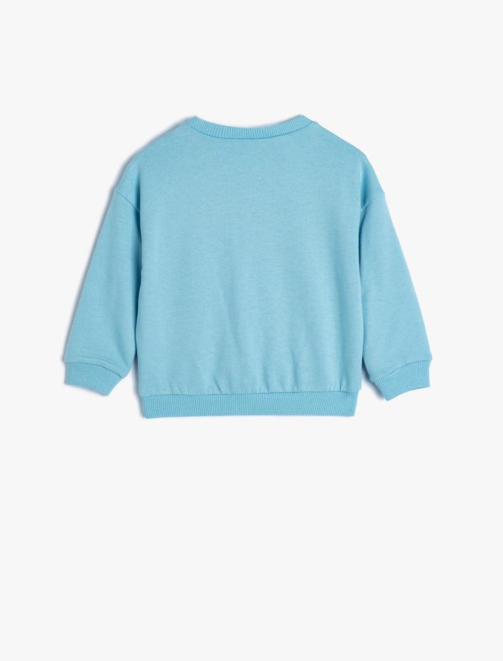 Erkek Bebek Sweatshirt Koala Baskılı Uzun Kollu Şardonlu Pamuklu