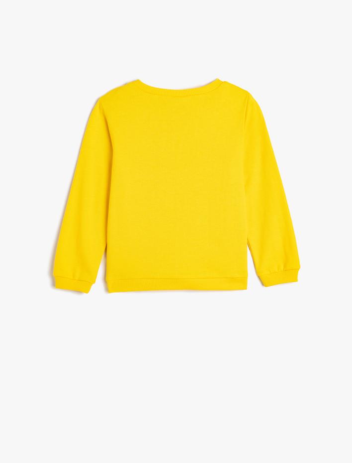 Erkek Bebek Sweatshirt Canavar Baskılı Uzun Kollu Şardonlu Pamuklu