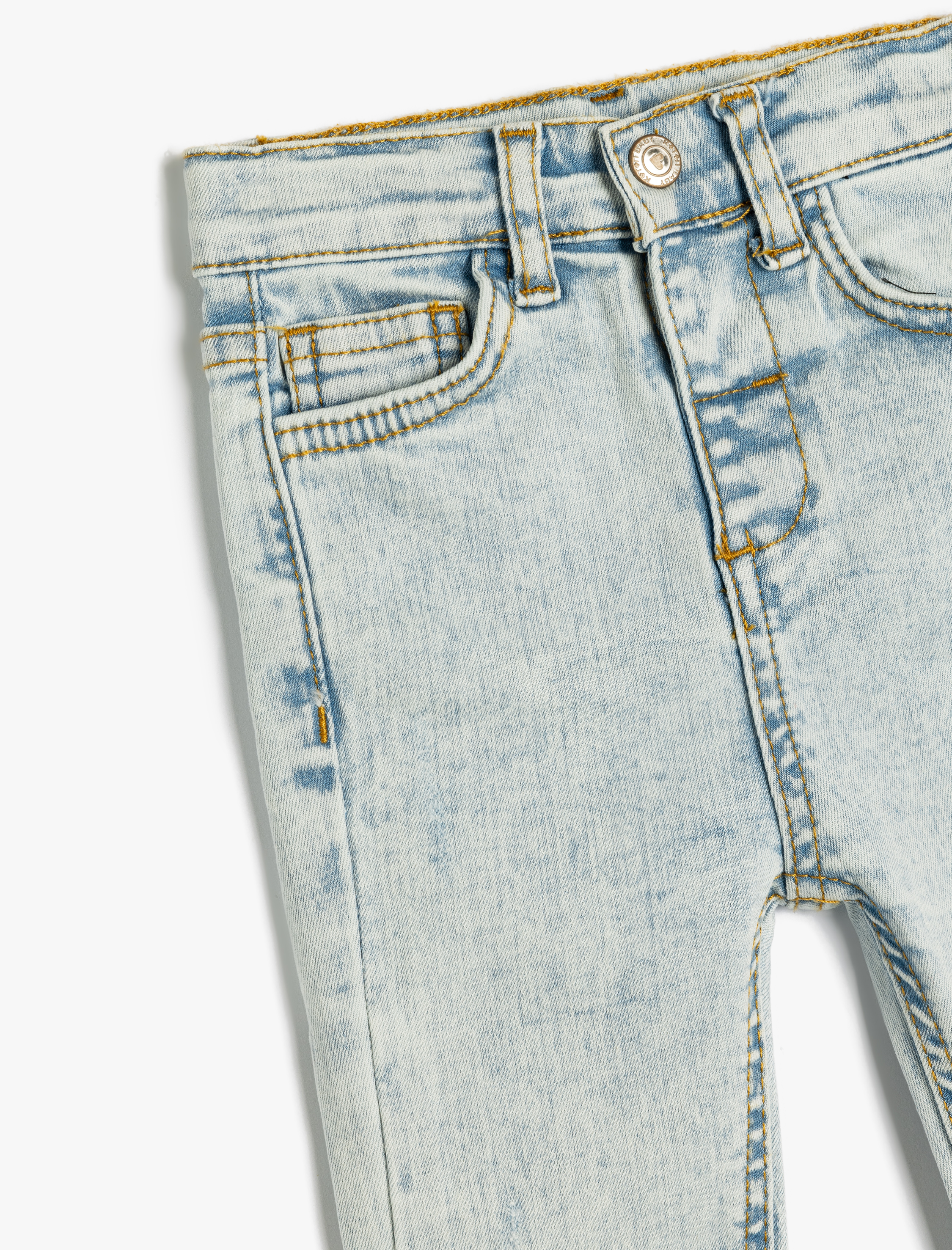  Kız Bebek Kot Pantolon İspanyol Paça Cepli Pamuklu - Flare Jean Beli Ayarlanabilir Lastikli