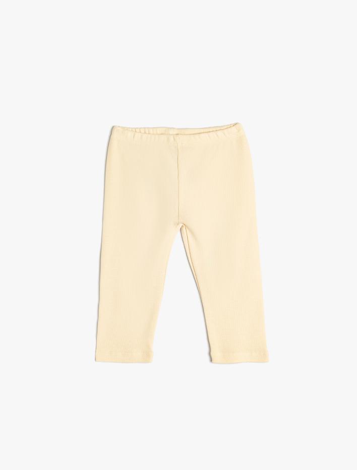 Kız Bebek Basic Ribanalı Tayt Beli Lastikli Pamuklu