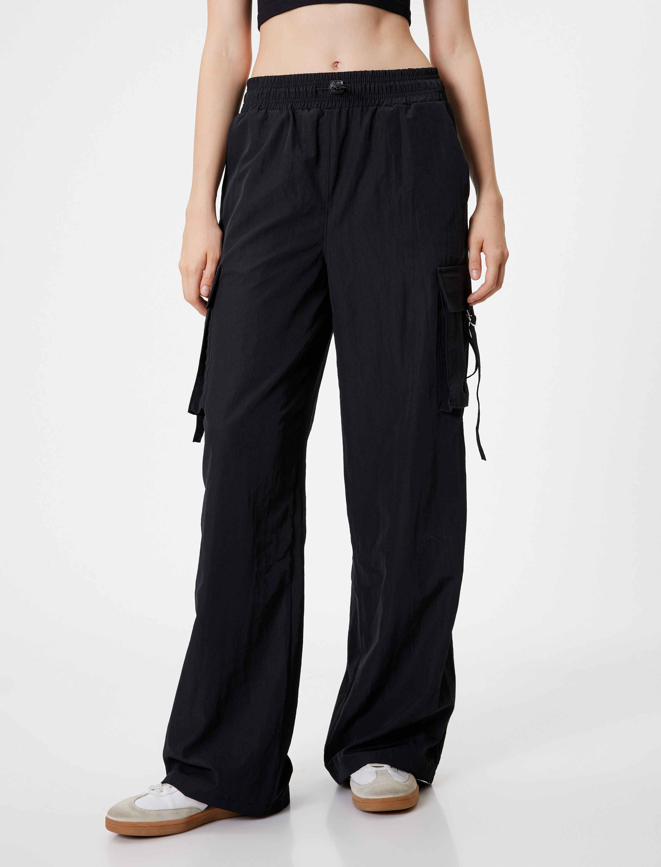   Paraşüt Kargo Eşofman Altı Yüksek Bel Beli Lastikli Cep Detaylı