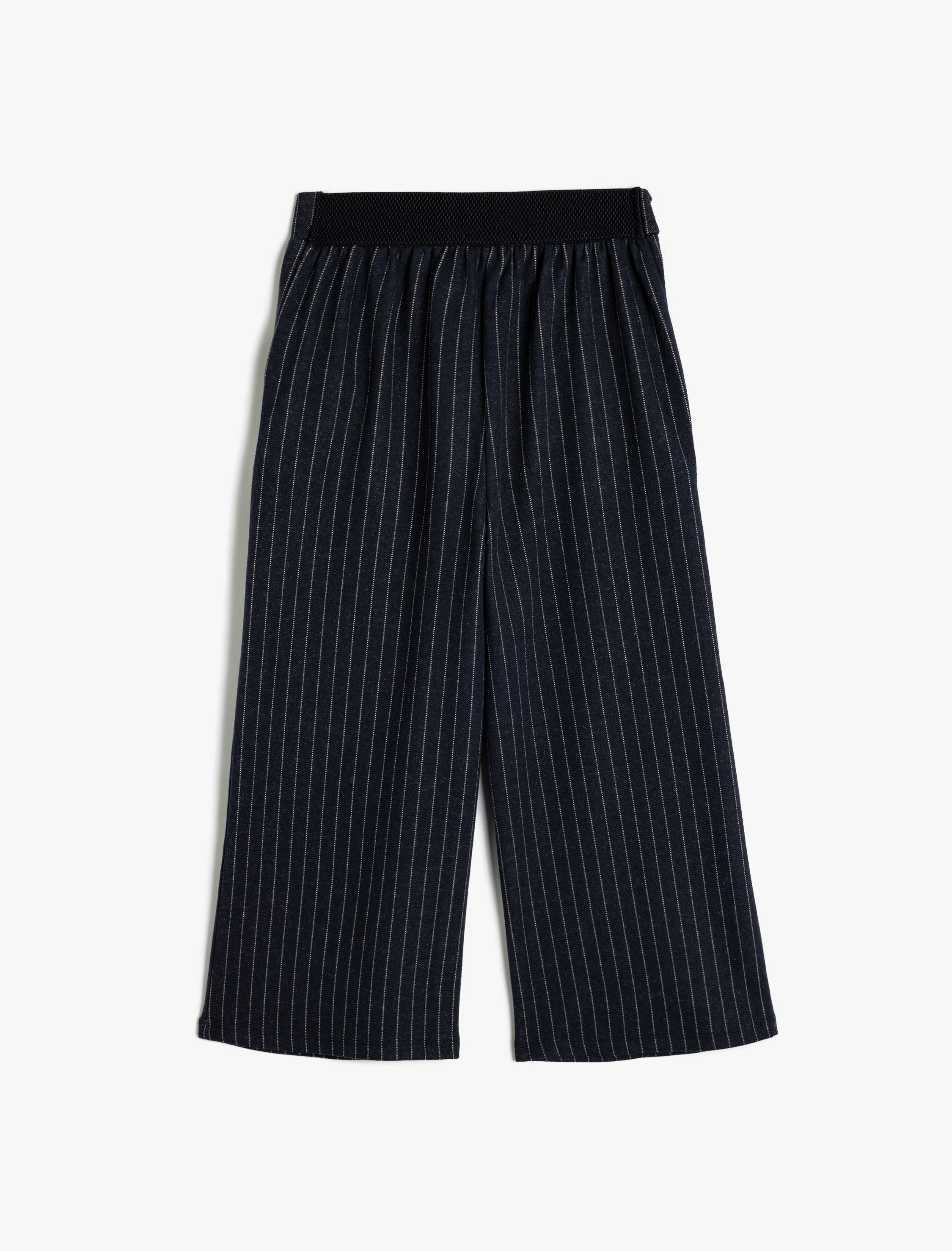  Kız Çocuk Rahat Kesim Cep Detaylı Çizgili Pantolon