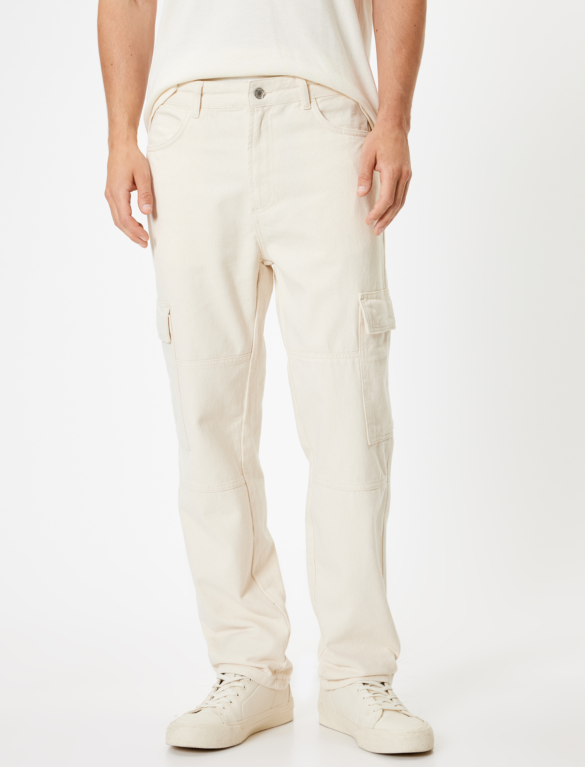 Cep Detaylı Pamuklu Oversize Kargo Kot Pantolon