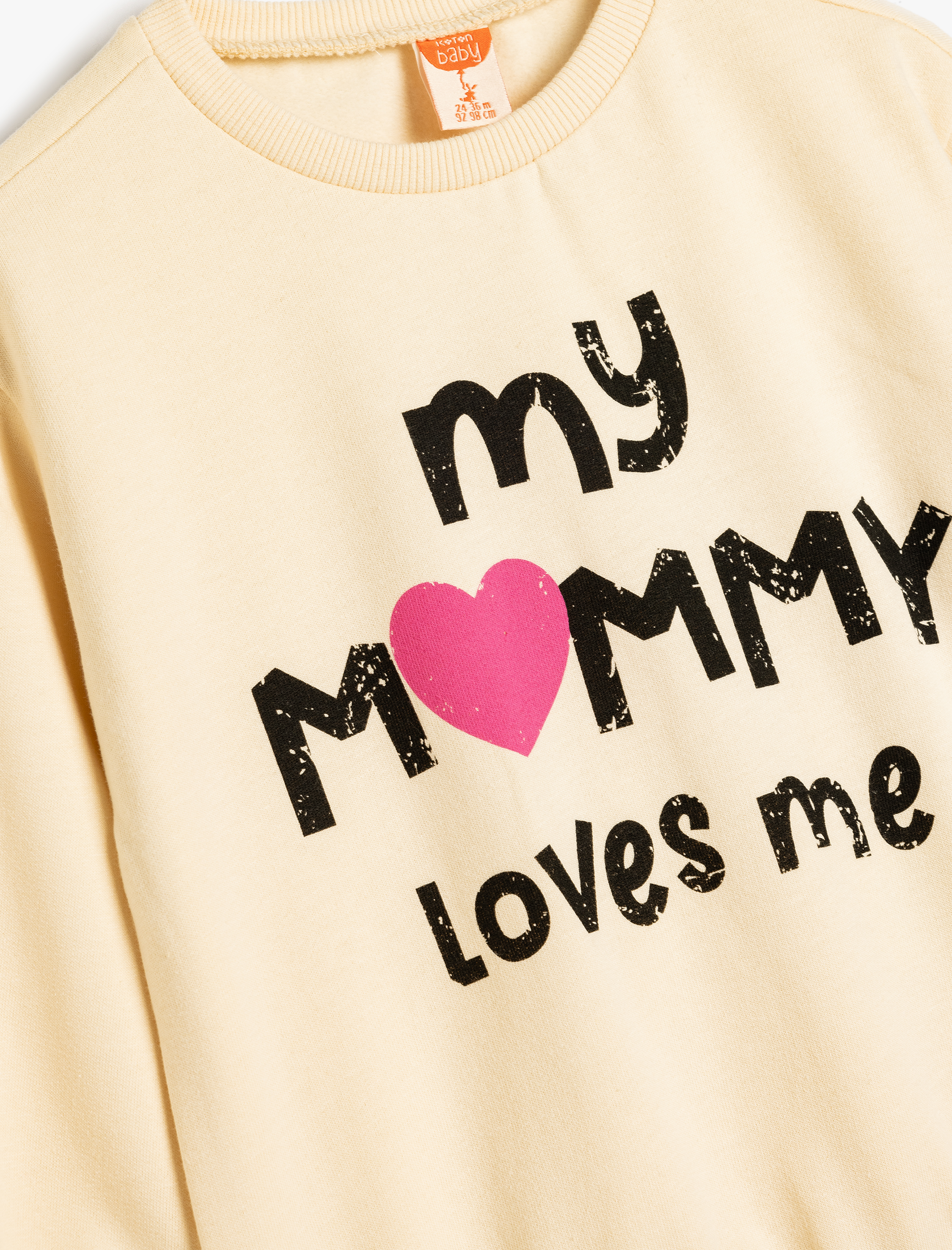 Kız Bebek Sweatshirt Baskı Detaylı Bisiklet Yaka Uzun Kollu Pamuklu
