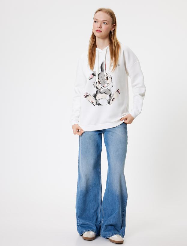 Bambi Oversize Kapüşonlu Sweatshirt Baskılı Şardonlu Lisanslı_1