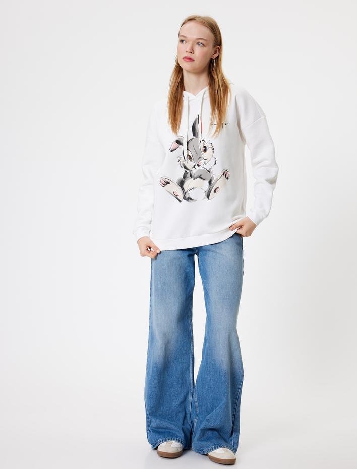  Bambi Baskılı Şardonlu Lisanslı Kapüşonlu Oversize Sweatshirt