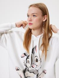 Bambi Baskılı Şardonlu Lisanslı Kapüşonlu Oversize Sweatshirt