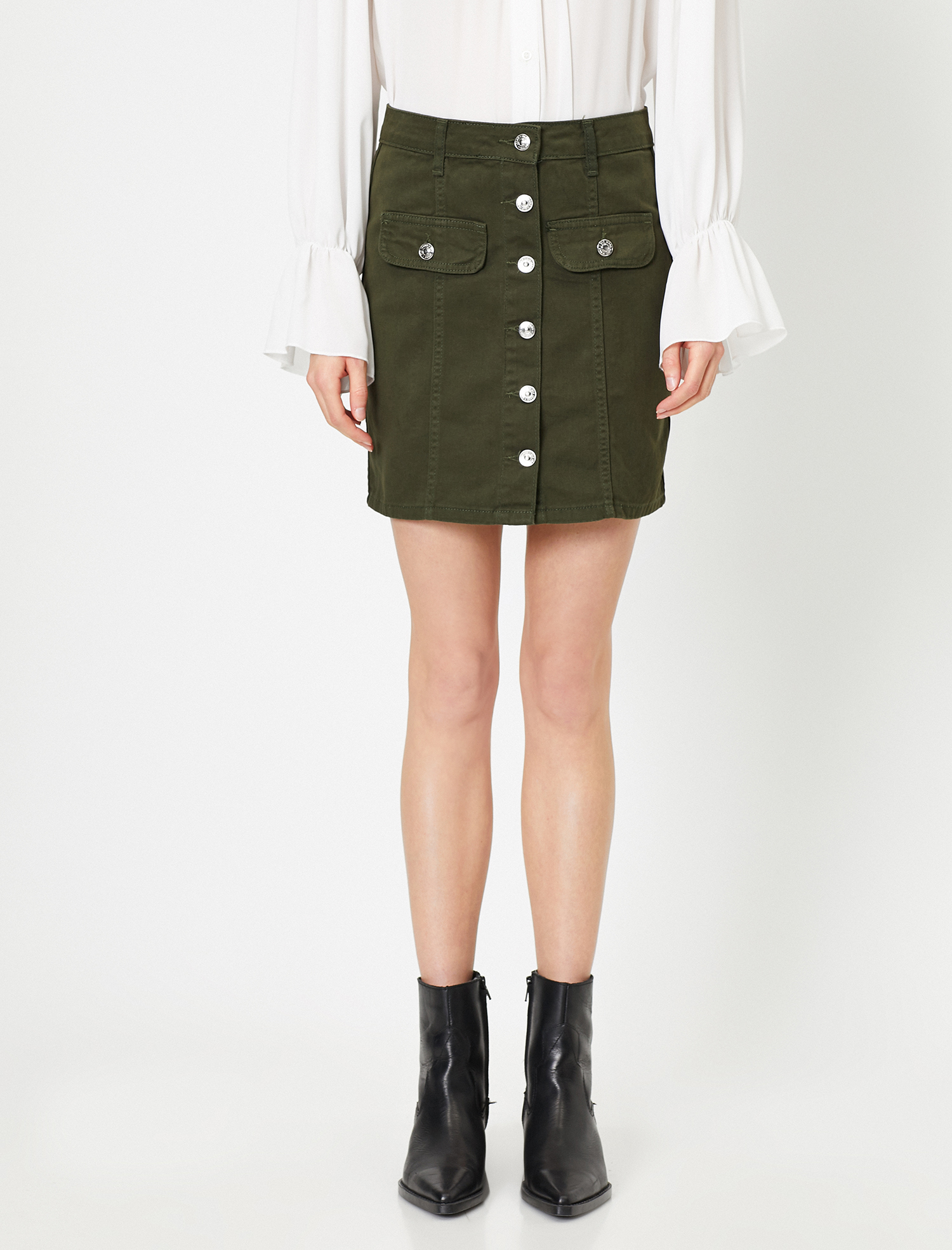   Düğme Detaylı Etek