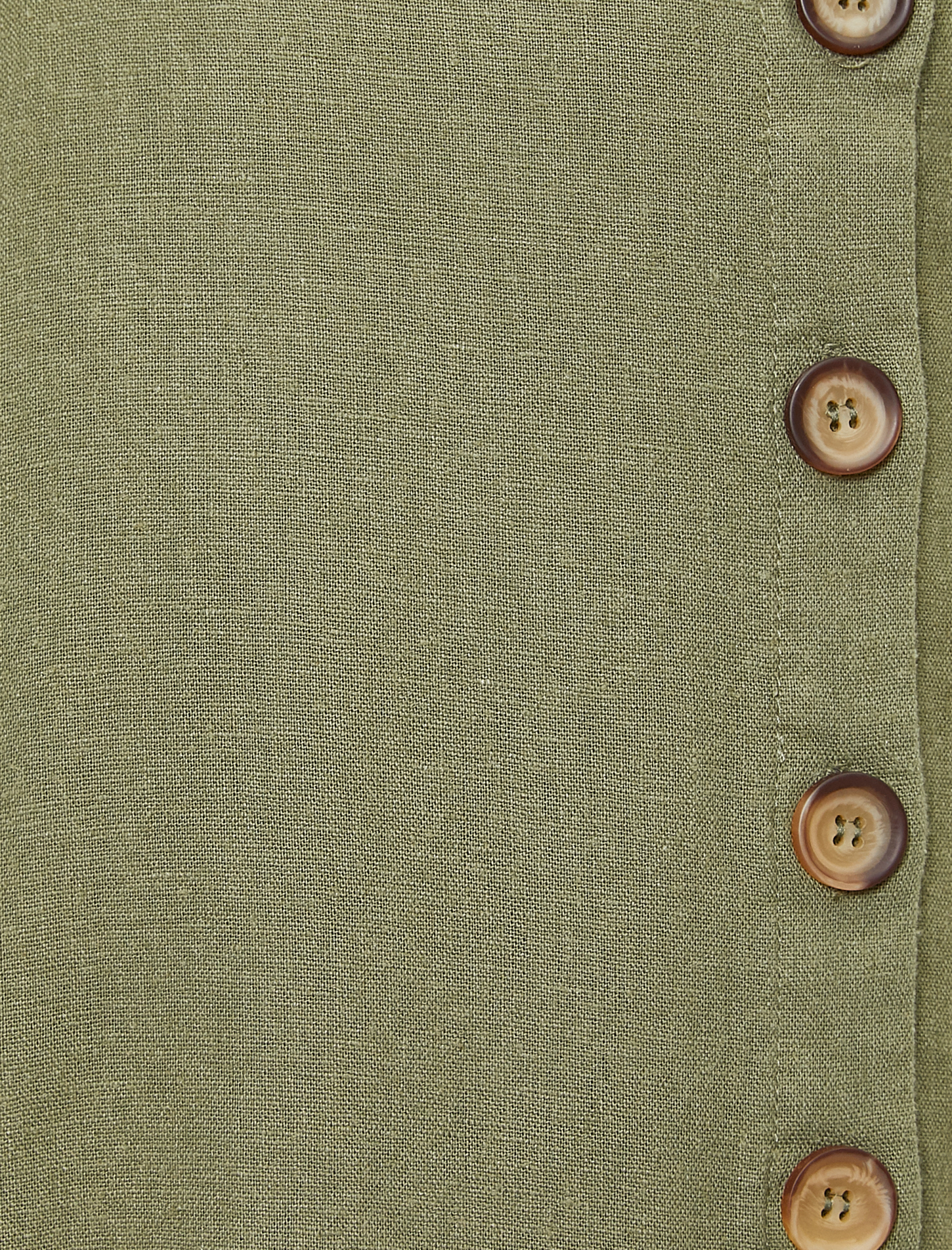   Önü Düğmeli Midi Etek Keten Karışımlı