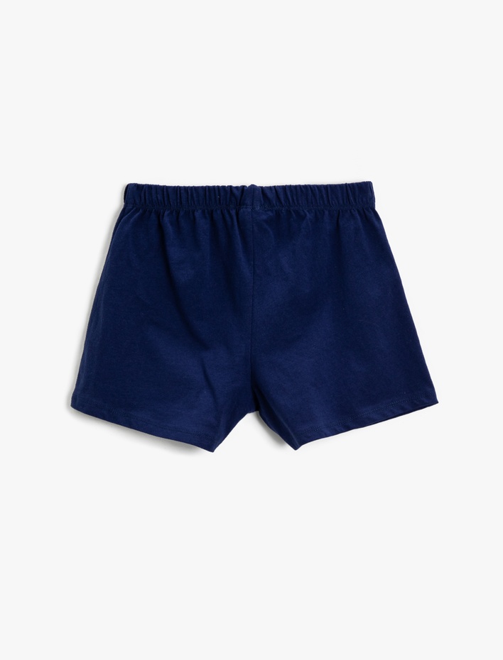 Kız Çocuk Belden Bağlamalı Şort Baskılı Pamuklu