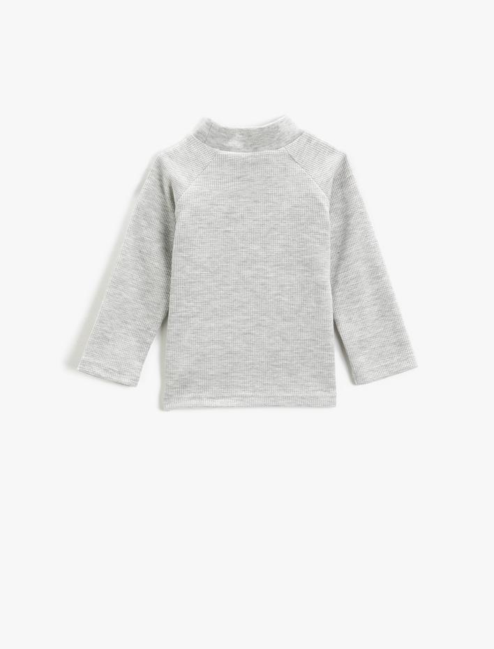 Erkek Bebek Baskılı Sweatshirt Bisiklet Yaka