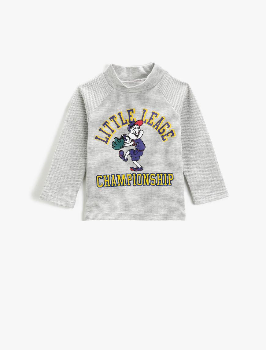  Erkek Bebek Baskılı Sweatshirt Bisiklet Yaka