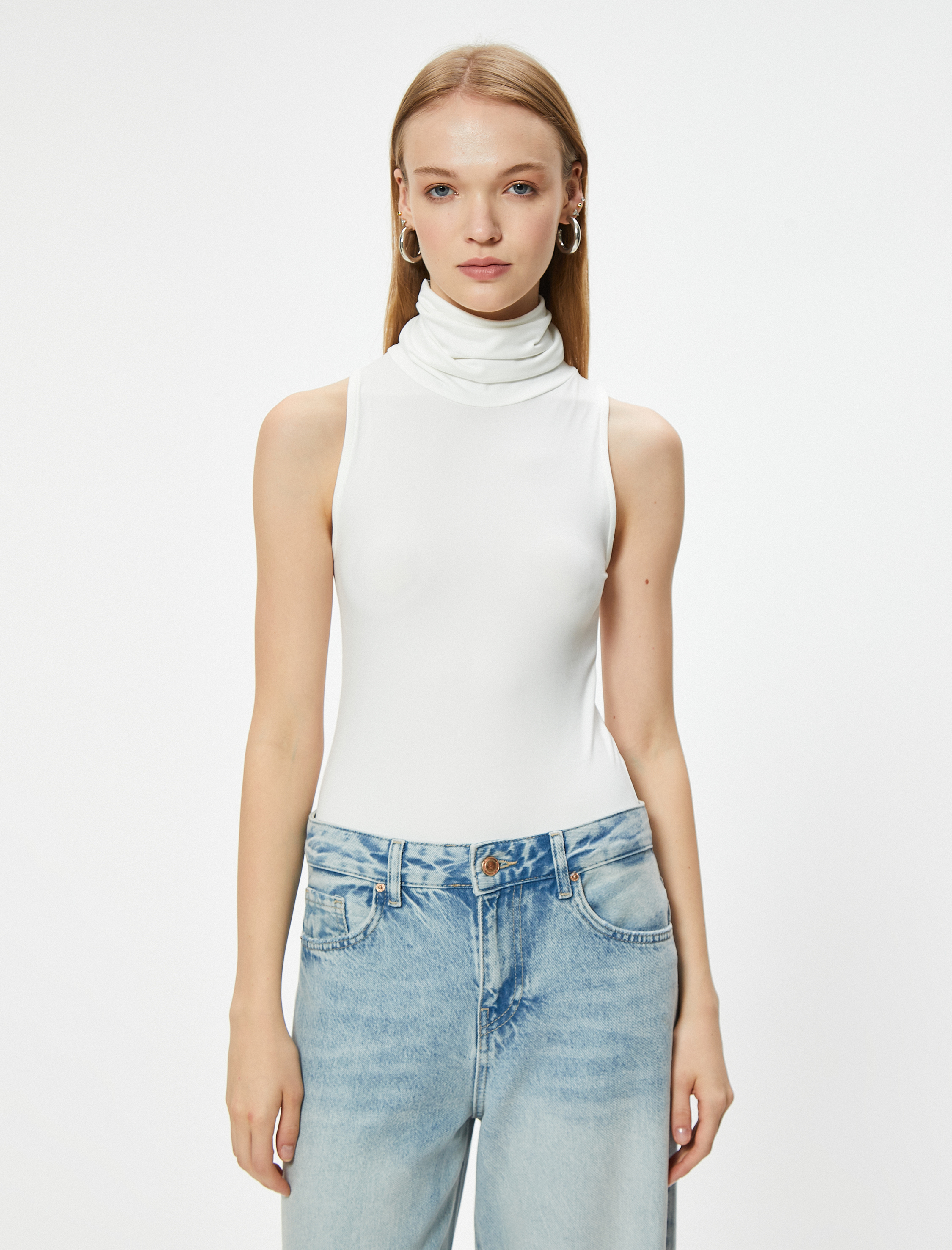 Boğazlı Atlet Kolsuz Slim Fit