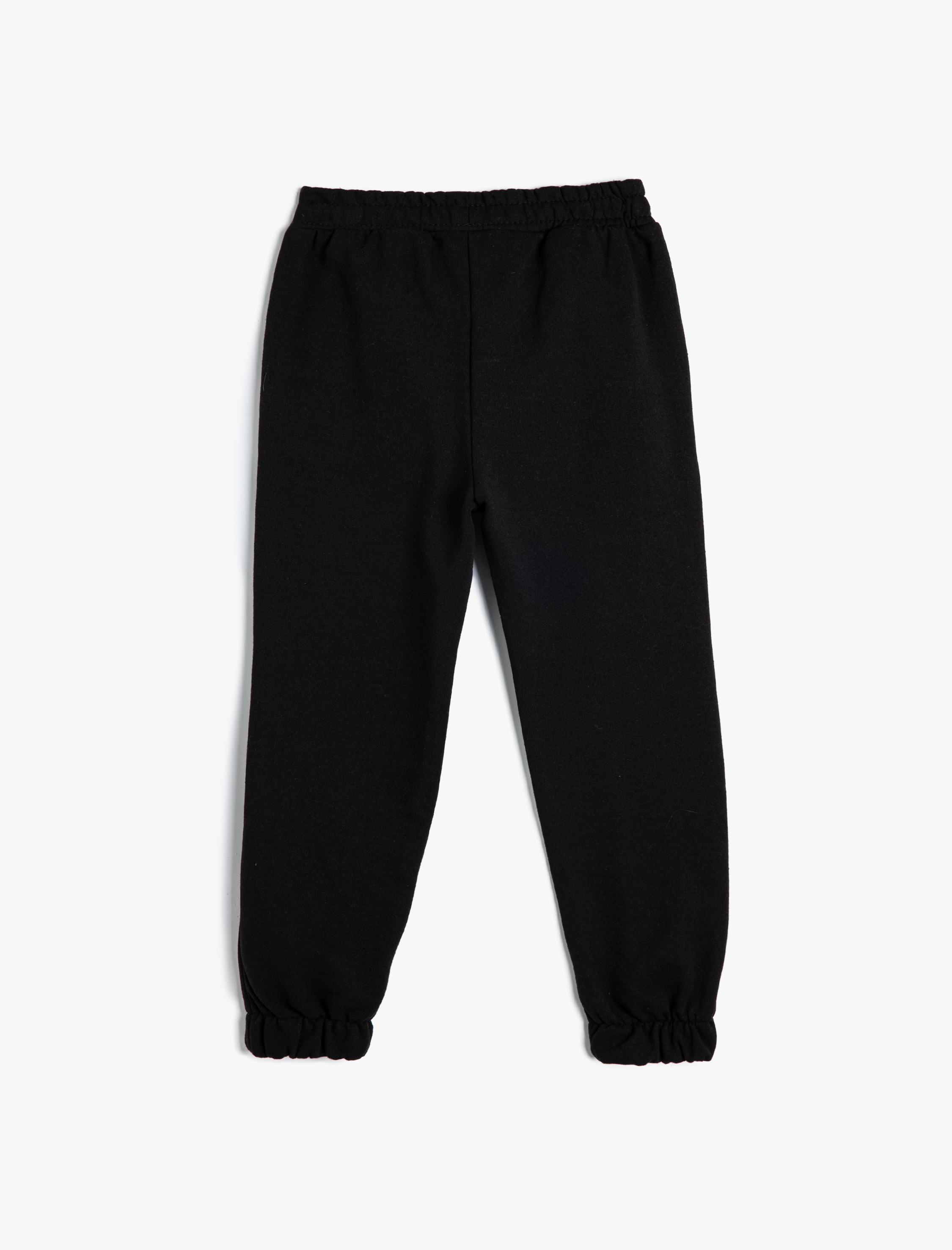 Kız Çocuk Jogger Eşofman Altı Kelebek Baskılı Beli Bağlamalı Cepli Şardonlu