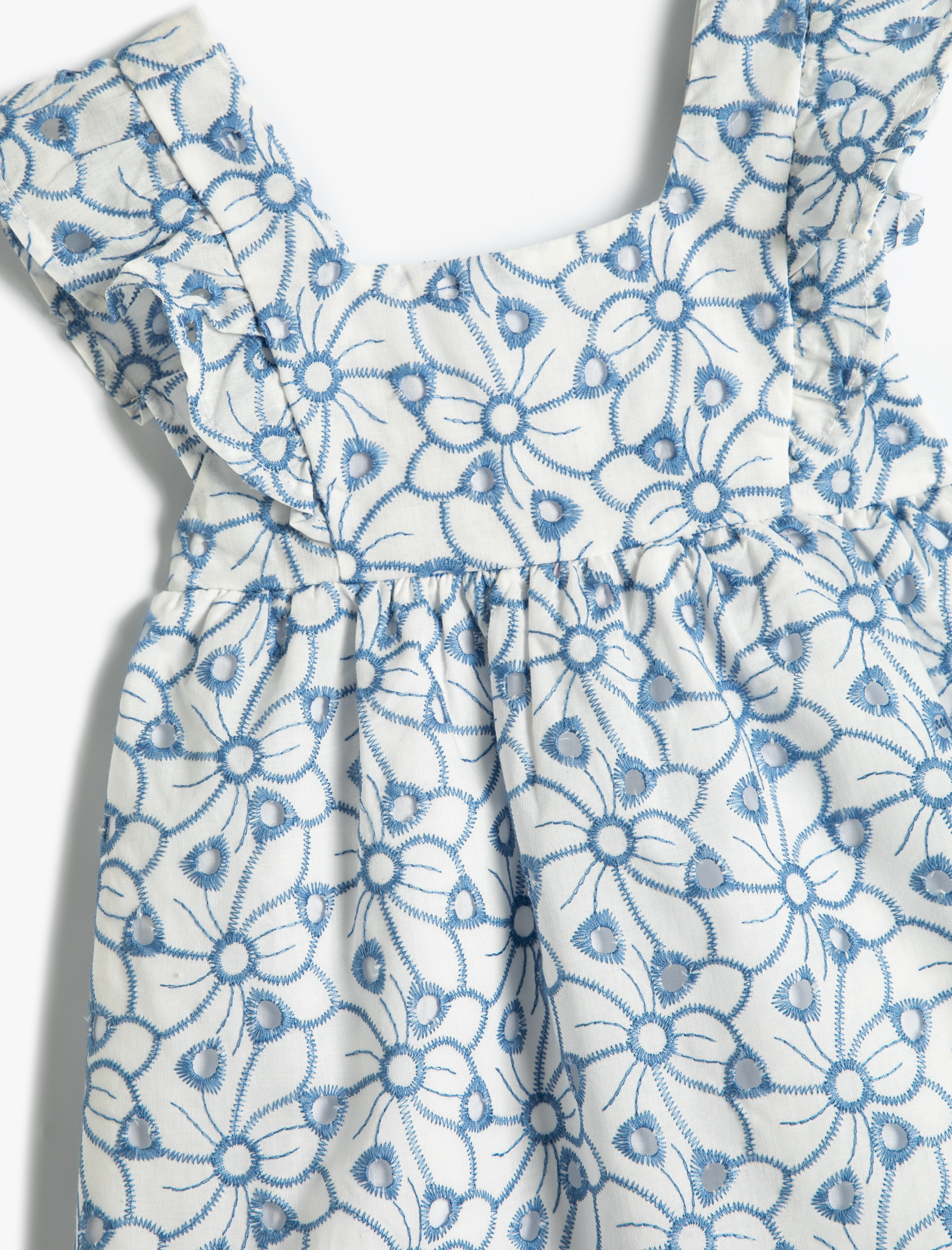 Kız Bebek Çiçekli Elbise Fırfır Detaylı Kolsuz