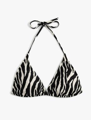 Zebra Desenli Üçgen İpli Bikini Üstü