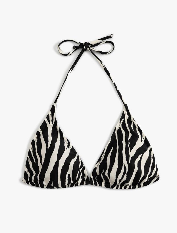 Zebra Desenli Üçgen İpli Bikini Üstü_0