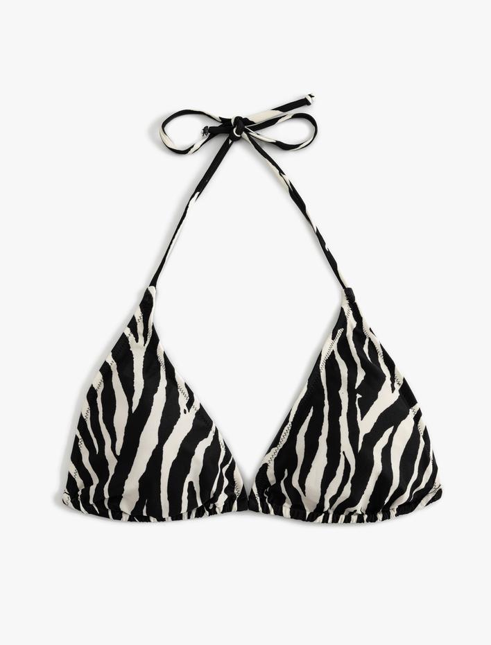 Zebra Desenli Üçgen İpli Bikini Üstü