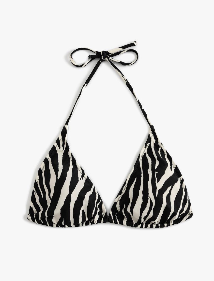   Zebra Desenli Üçgen İpli Bikini Üstü