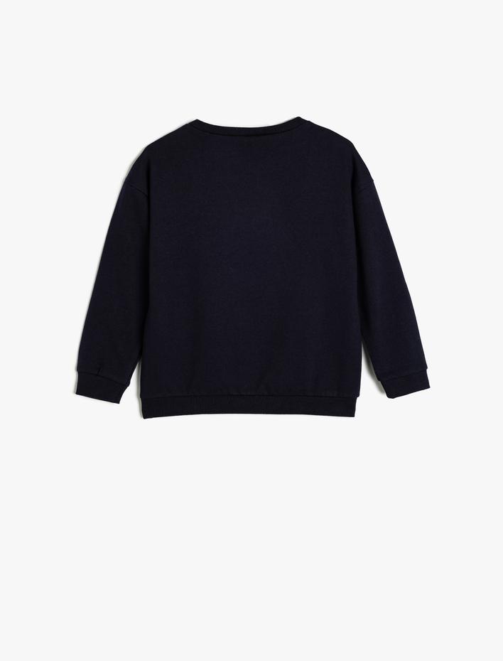 Erkek Bebek Dinozorlu Sweatshirt Uzun Kollu Bisiklet Yaka Şardonlu Pamuklu