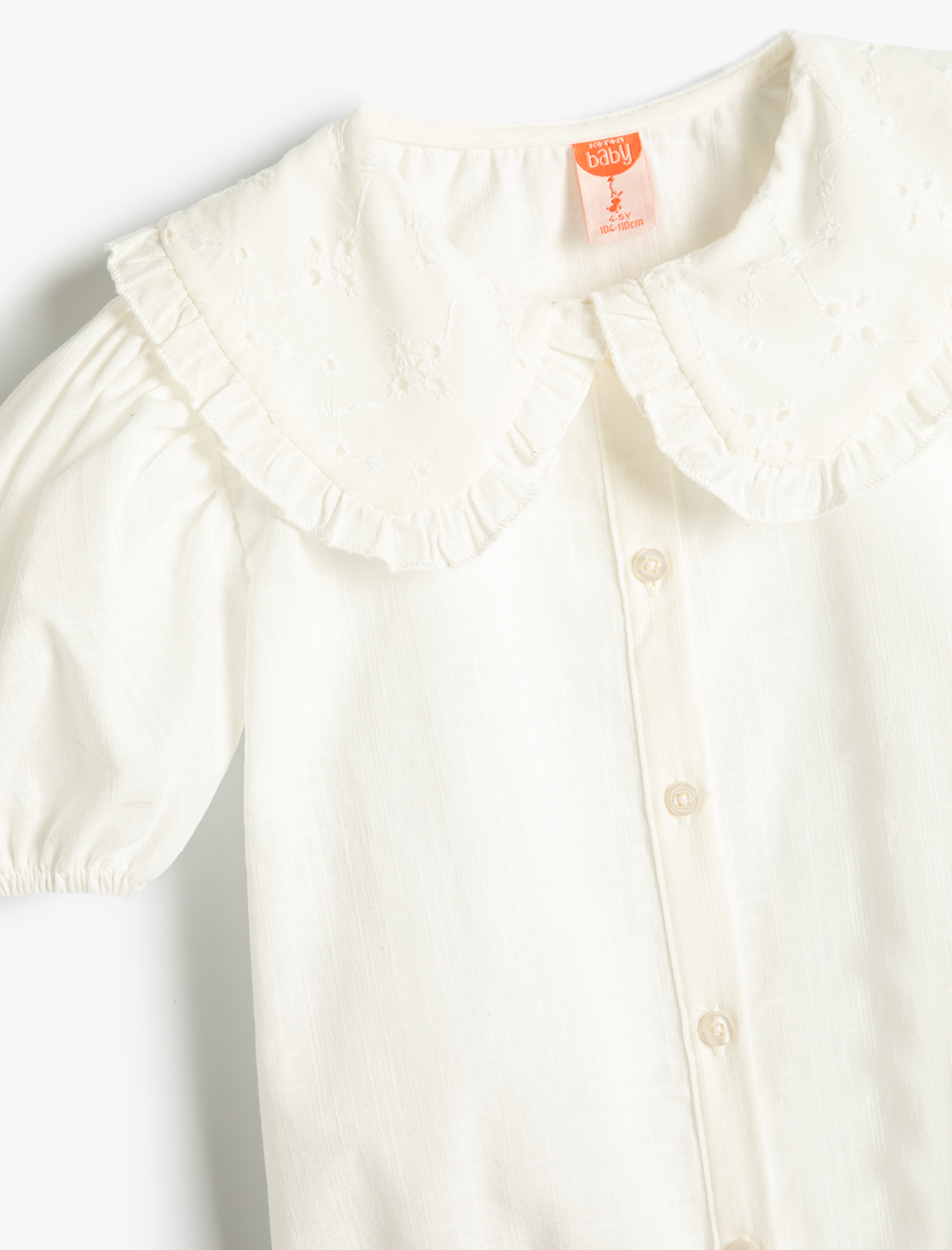  Kız Bebek Pamuklu Balon Kollu Geniş Bebe Yaka Gömlek