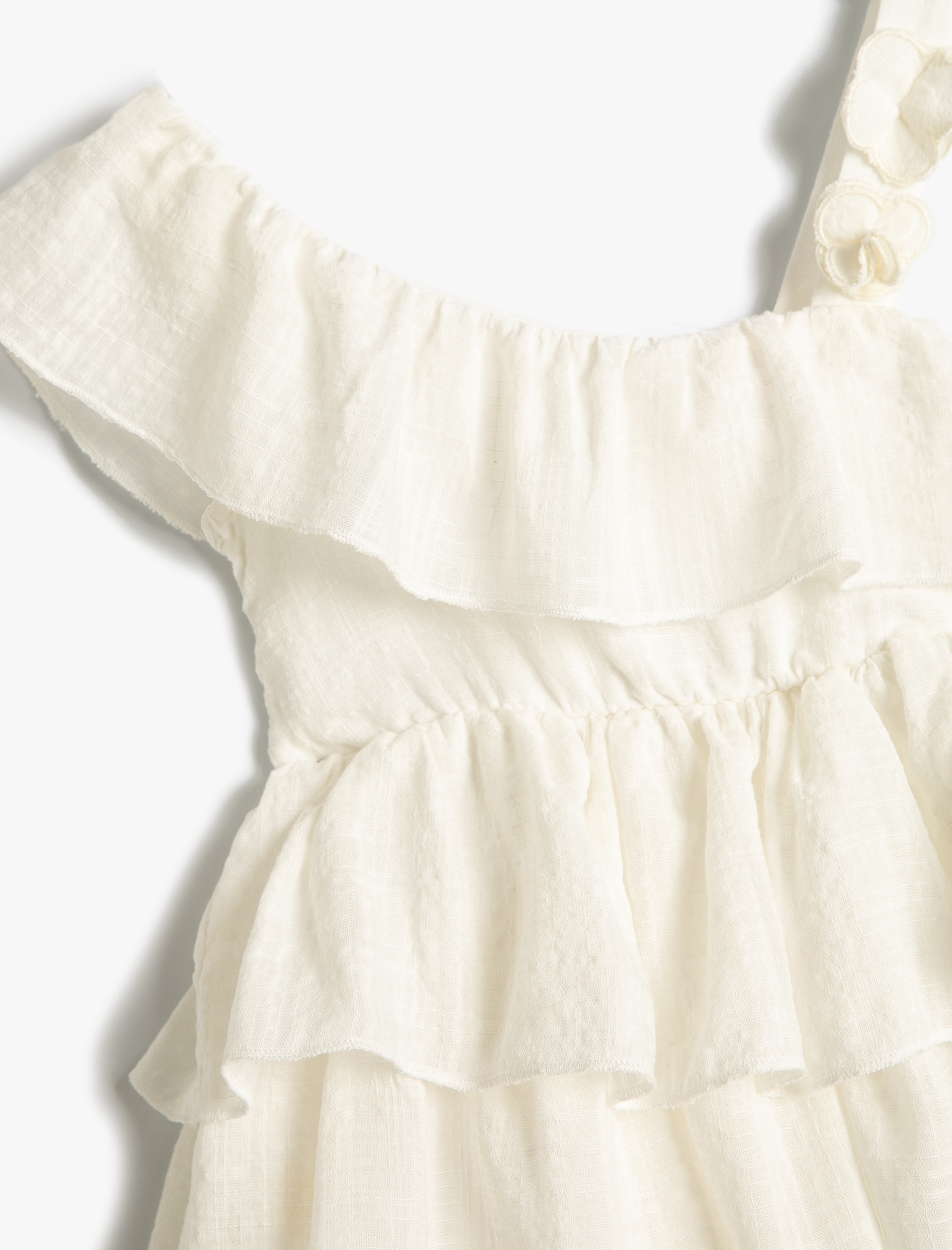 Kız Bebek Elbise Tek Omuz Fırfırlı Askı Detaylı