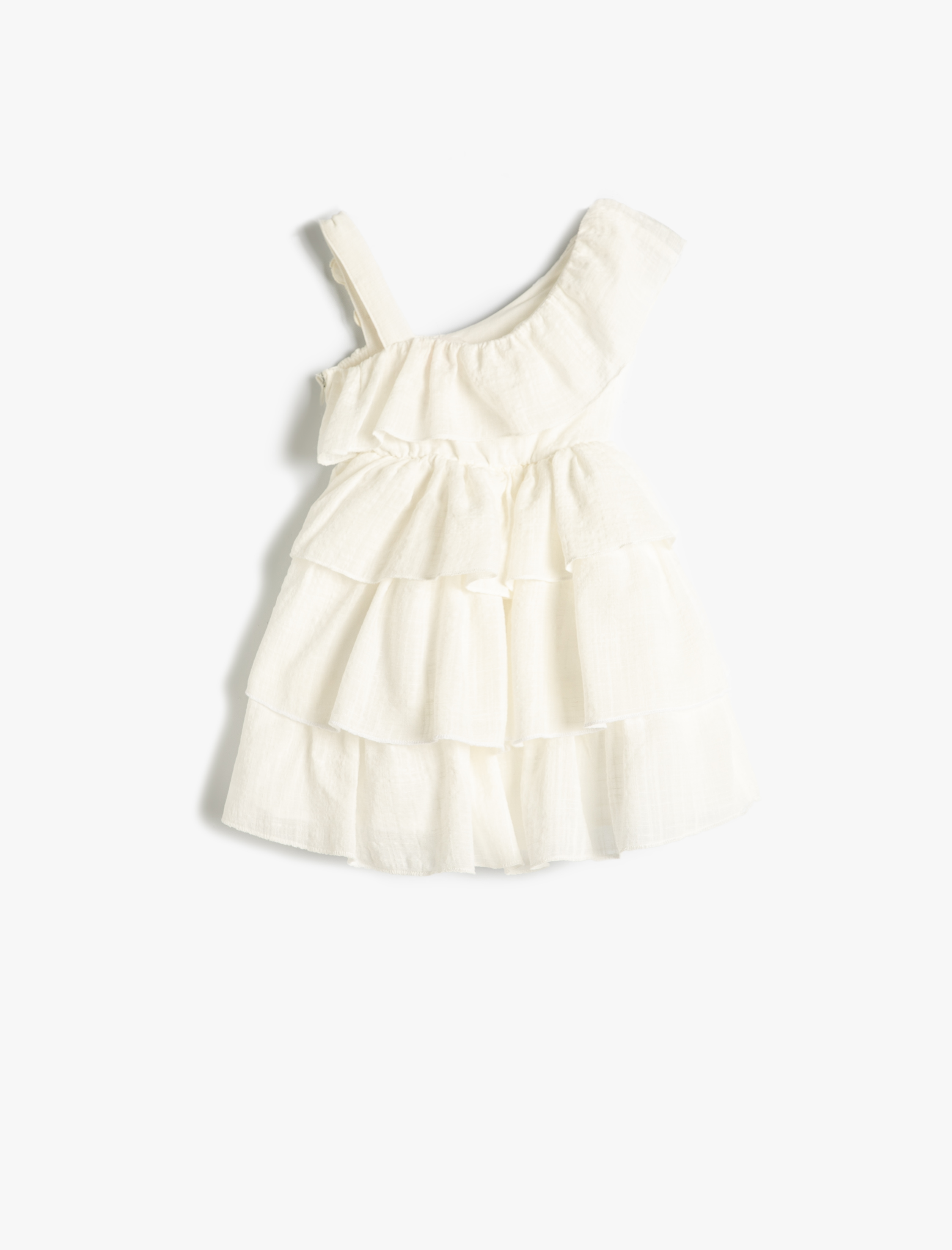 Kız Bebek Elbise Tek Omuz Fırfırlı Askı Detaylı