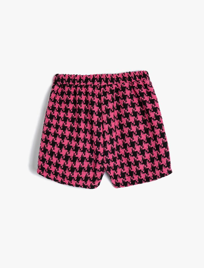 Kız Çocuk Kazayağı Desenli Pileli Şort Etek