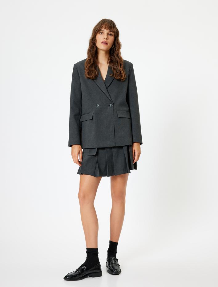  Oversize Blazer Ceket Kruvaze Cepli