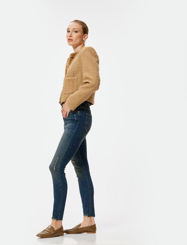 Dar Paça Yüksek Bel Yırtık Kot Pantolon - Carmen Skinny Jeans_1