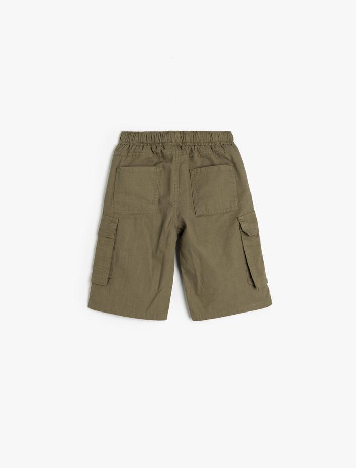 Erkek Çocuk Kargo Şort Beli Lastikli Yanları Cepli Pamuklu
