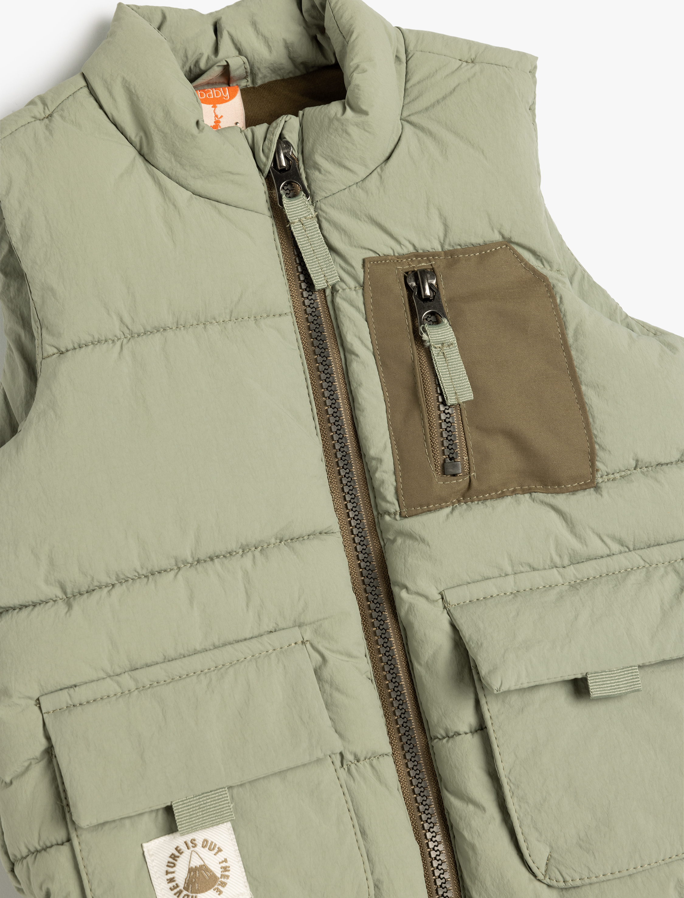  Erkek Bebek Fermuar Kapamalı Kapşonlu Cep Detaylı Şişme Yelek